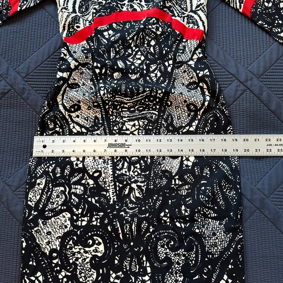 Prabal Gurung Lace Print Fall 2011 dress 6 Sarah Jessica Parker black/cream/red - Picture 13 of 16